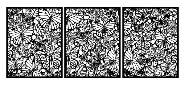 Vektor Schmetterlingsmuster Mit Blütenblättern Laserschneiden Hochzeitskarte Dekorative Karte Hochzeitswand — Stockvektor