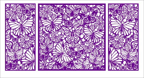 Vektor Schmetterlingsmuster Mit Blütenblättern Laserschneiden Hochzeitskarte Dekorative Karte Hochzeitswand — Stockvektor
