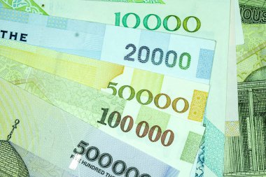 Yakın çekim İran banknot ve para birimi, Rials, Iran İslam Cumhuriyeti