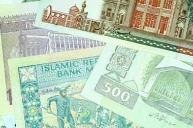Yakın çekim İran banknot ve para birimi, Rials, Iran İslam Cumhuriyeti