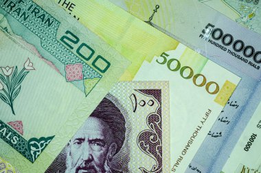 Yakın çekim İran banknot ve para birimi, Rials, Iran İslam Cumhuriyeti