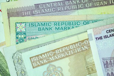 Yakın çekim İran banknot ve para birimi, Rials, Iran İslam Cumhuriyeti
