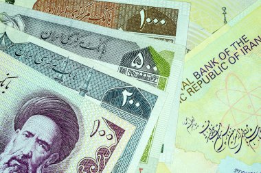 Yakın çekim İran banknot ve para birimi, Rials, Iran İslam Cumhuriyeti