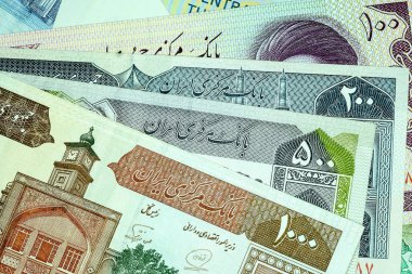 Yakın çekim İran banknot ve para birimi, Rials, Iran İslam Cumhuriyeti