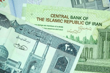Yakın çekim İran banknot ve para birimi, Rials, Iran İslam Cumhuriyeti