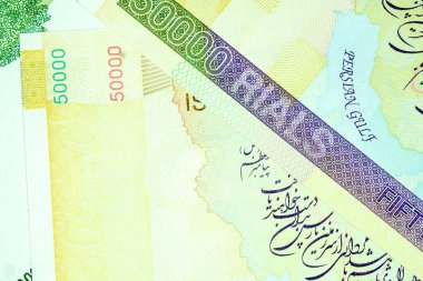Yakın çekim İran banknot ve para birimi, Rials, Iran İslam Cumhuriyeti