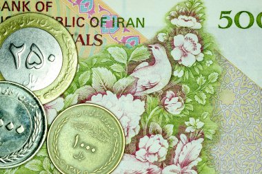 Yakın çekim İran banknot ve para birimi, Rials, Iran İslam Cumhuriyeti