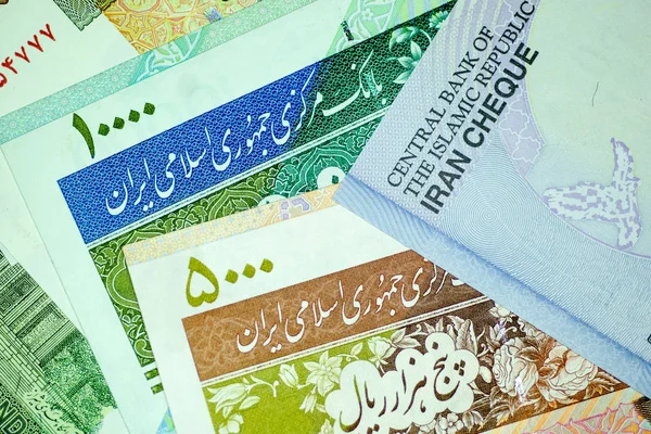 Yakın çekim İran banknot ve para birimi, Rials, Iran İslam Cumhuriyeti