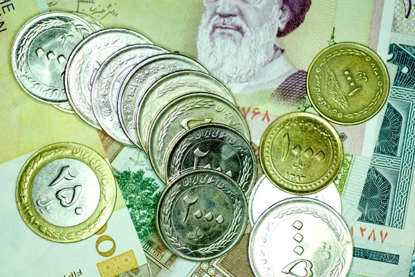 Banconota e valuta iraniana da vicino, Rials, Repubblica islamica dell'Iran — Foto Stock