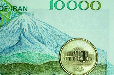Yakın çekim İran banknot ve para birimi, Rials, Iran İslam Cumhuriyeti