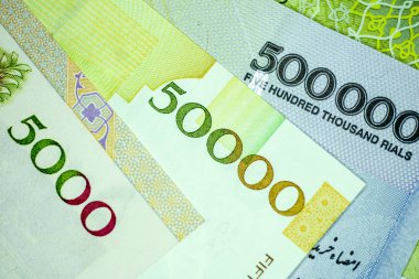 Close-up Iranian banknote and currency, Rials, Islamic Republic of Iran clipart