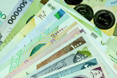 Yakın çekim İran banknot ve para birimi, Rials, Iran İslam Cumhuriyeti