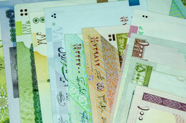 Yakın çekim İran banknot ve para birimi, Rials, Iran İslam Cumhuriyeti