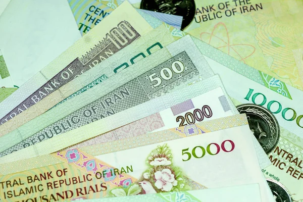 Yakın çekim İran banknot ve para birimi, Rials, Iran İslam Cumhuriyeti