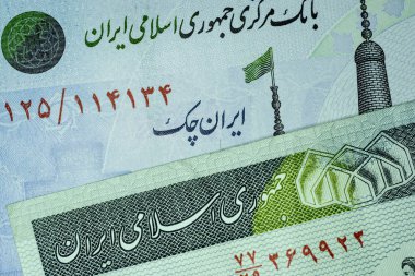 Yakın çekim İran banknot ve para birimi, Rials, Iran İslam Cumhuriyeti