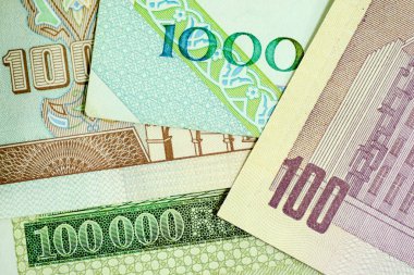 Yakın çekim İran banknot ve para birimi, Rials, Iran İslam Cumhuriyeti