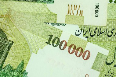Yakın çekim İran banknot ve para birimi, Rials, Iran İslam Cumhuriyeti
