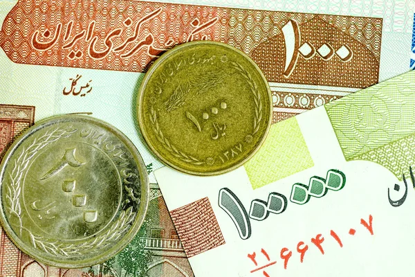Yakın çekim İran banknot ve para birimi, Rials, Iran İslam Cumhuriyeti