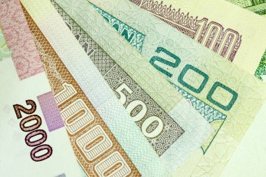 Yakın çekim İran banknot ve para birimi, Rials, Iran İslam Cumhuriyeti