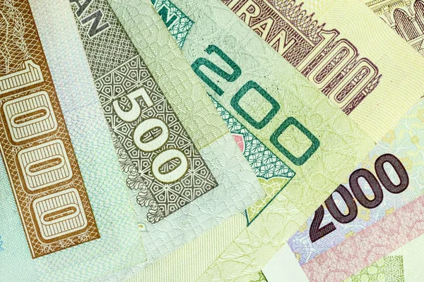 Nota e moeda iranianas de close-up, Rials, República Islâmica do Irão — Fotografia de Stock