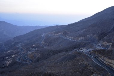 Araba yollar Jais Dağları, Jebel Jais, Ras Al Khaimah, Birleşik