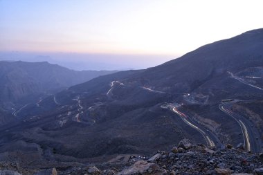 Araba yollar Jais Dağları, Jebel Jais, Ras Al Khaimah, Birleşik