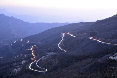 Araba yollar Jais Dağları, Jebel Jais, Ras Al Khaimah, Birleşik