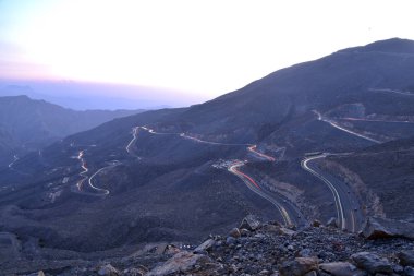 Araba yollar Jais Dağları, Jebel Jais, Ras Al Khaimah, Birleşik
