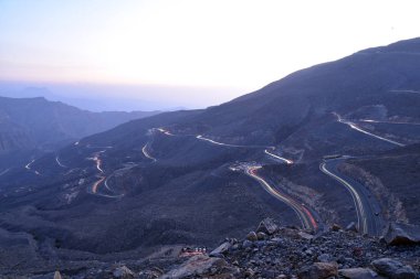 Araba yollar Jais Dağları, Jebel Jais, Ras Al Khaimah, Birleşik