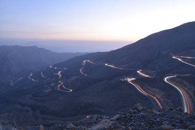 Araba yollar Jais Dağları, Jebel Jais, Ras Al Khaimah, Birleşik