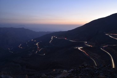 Araba yollar Jais Dağları, Jebel Jais, Ras Al Khaimah, Birleşik
