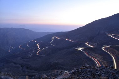 Araba yollar Jais Dağları, Jebel Jais, Ras Al Khaimah, Birleşik