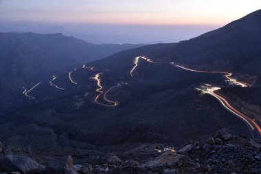 Araba yollar Jais Dağları, Jebel Jais, Ras Al Khaimah, Birleşik