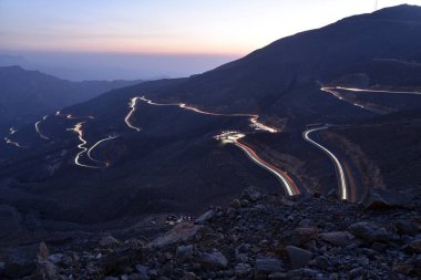 Araba yollar Jais Dağları, Jebel Jais, Ras Al Khaimah, Birleşik