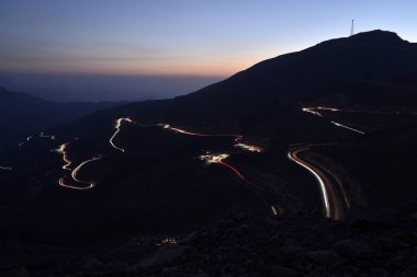 Araba yollar Jais Dağları, Jebel Jais, Ras Al Khaimah, Birleşik