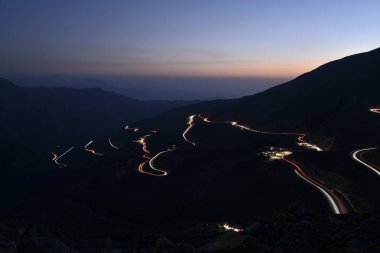 Araba yollar Jais Dağları, Jebel Jais, Ras Al Khaimah, Birleşik