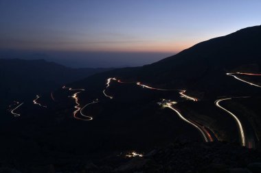 Araba yollar Jais Dağları, Jebel Jais, Ras Al Khaimah, Birleşik