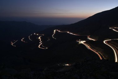 Araba yollar Jais Dağları, Jebel Jais, Ras Al Khaimah, Birleşik