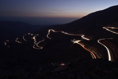 Araba yollar Jais Dağları, Jebel Jais, Ras Al Khaimah, Birleşik