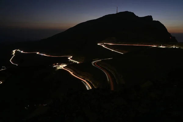 Autó pályák Bé-hegység, Jebel Bé, Ras Al Khaimah, Egyesült — Stock Fotó