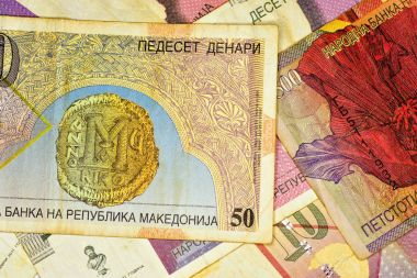 Yakın çekim Makedonya para birimi, Makedon denar banknot