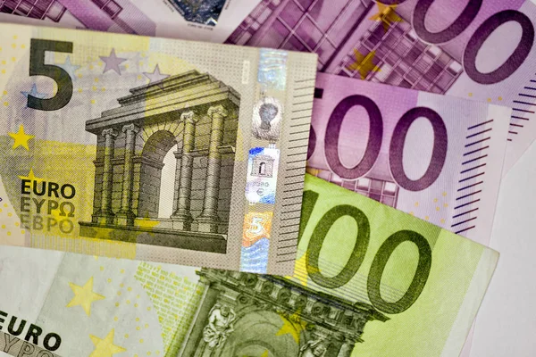 Närbild eurosedel, Europeiska unionens valuta — Stockfoto