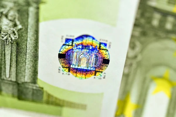 Primer plano Billete de euro, moneda de la Unión Europea — Foto de Stock