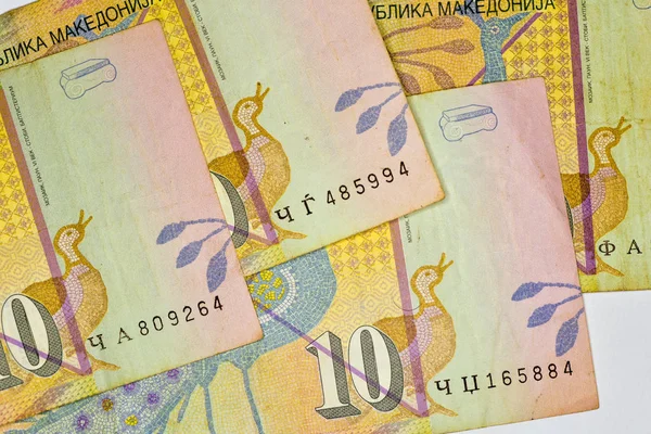 Close-up moeda de Macedonia, denar Macedónio de nota de banco — Fotografia de Stock