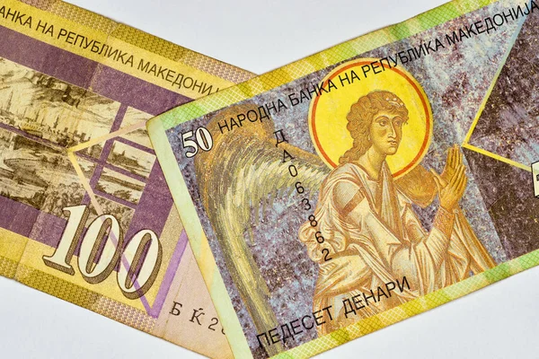 Zbliżenie Macedonia waluty, banknotów denar macedoński — Zdjęcie stockowe