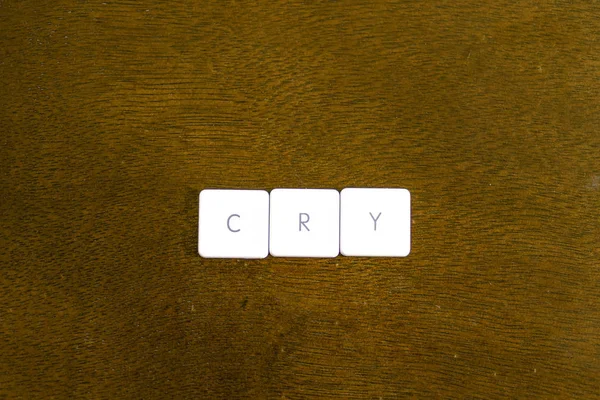 Cry Слово Написане Пластиковій Клавіатурі Темним Тлом — стокове фото