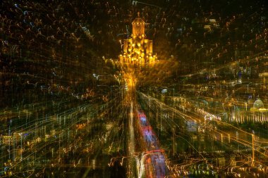 Eski Tiflis, Tiflis, Gürcistan, 17 Ekim 2019, Arial view of T