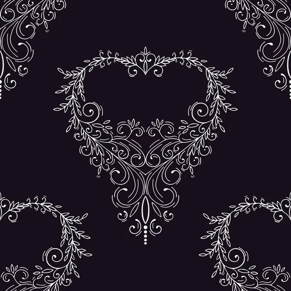Beautiful pattern openwork heart with curls. Decorative seamless
