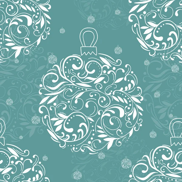 Schöne Nahtlose Muster Mit Durchbrochenen Vektor Weihnachtsspielzeug Dekorative Handgezeichnete Muster — Stockvektor
