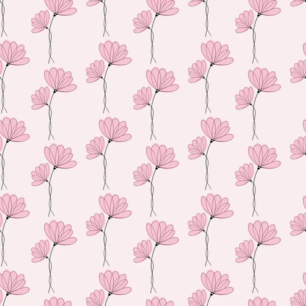 Decorative Seamless Pattern Vector Hand Drawn Doodle Sketchy Flowers Light — 스톡 벡터